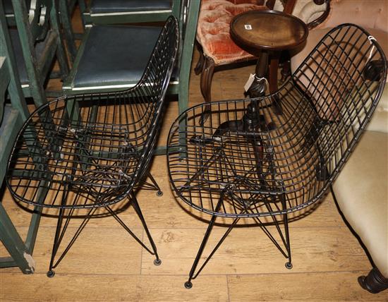 A pair of wirework chairs, in the manner of Bertoia